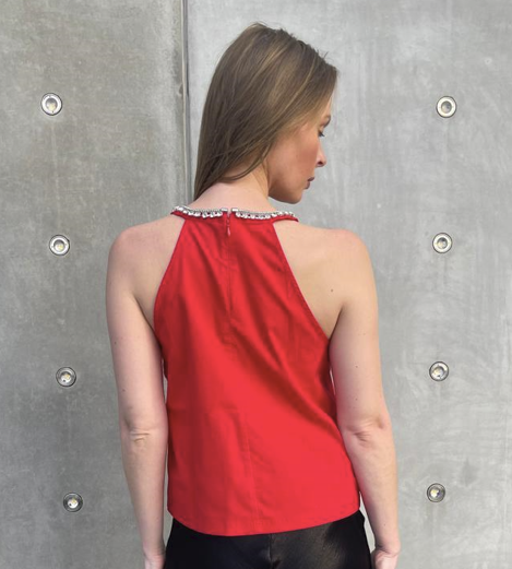 BLAKLACE-TOP CRYSTAL NECKLINE