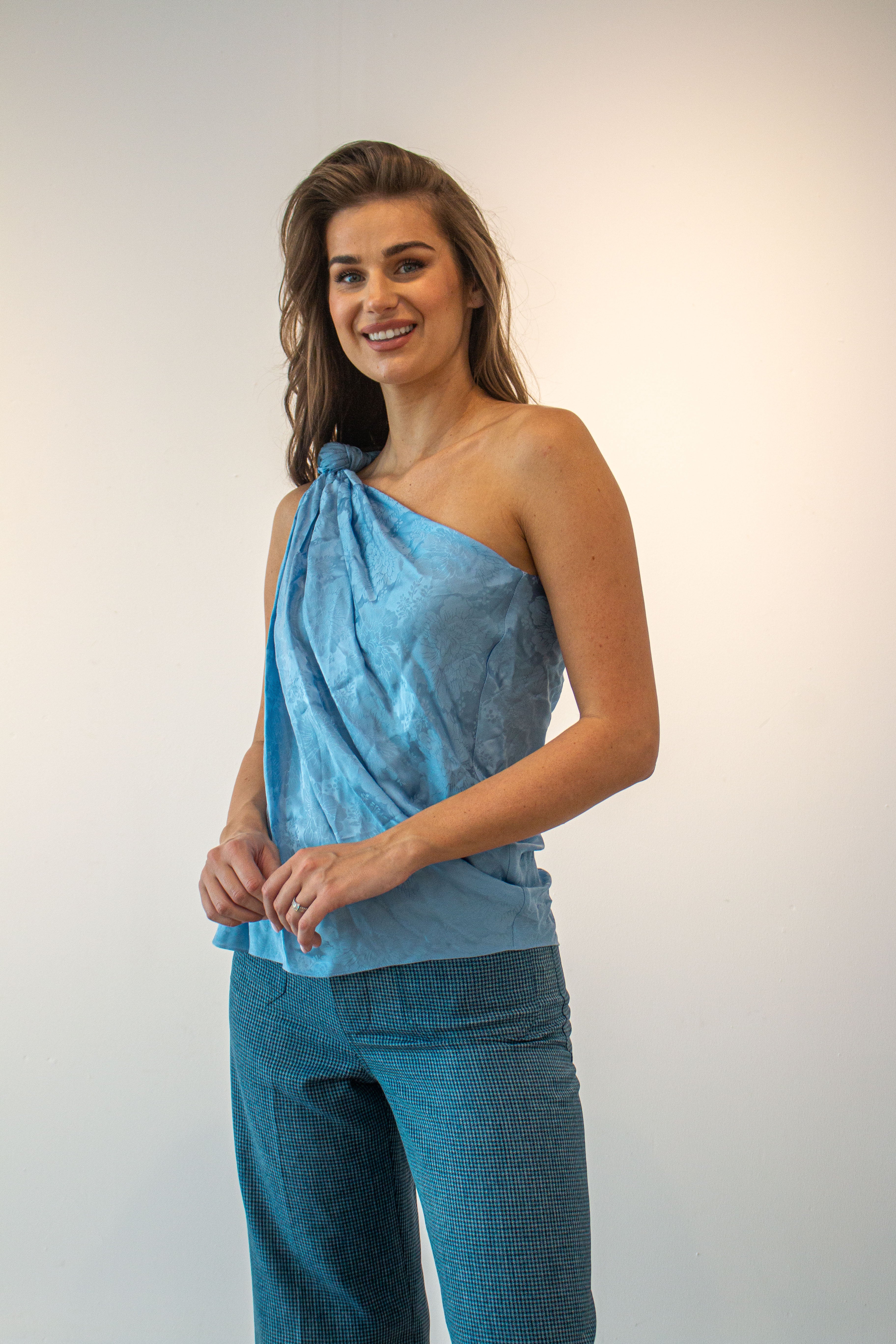 BLAKLACE-Silk Top One shoulder