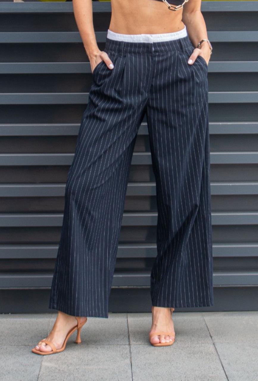 BLAKLACE- Stripe wide Leg Trouser
